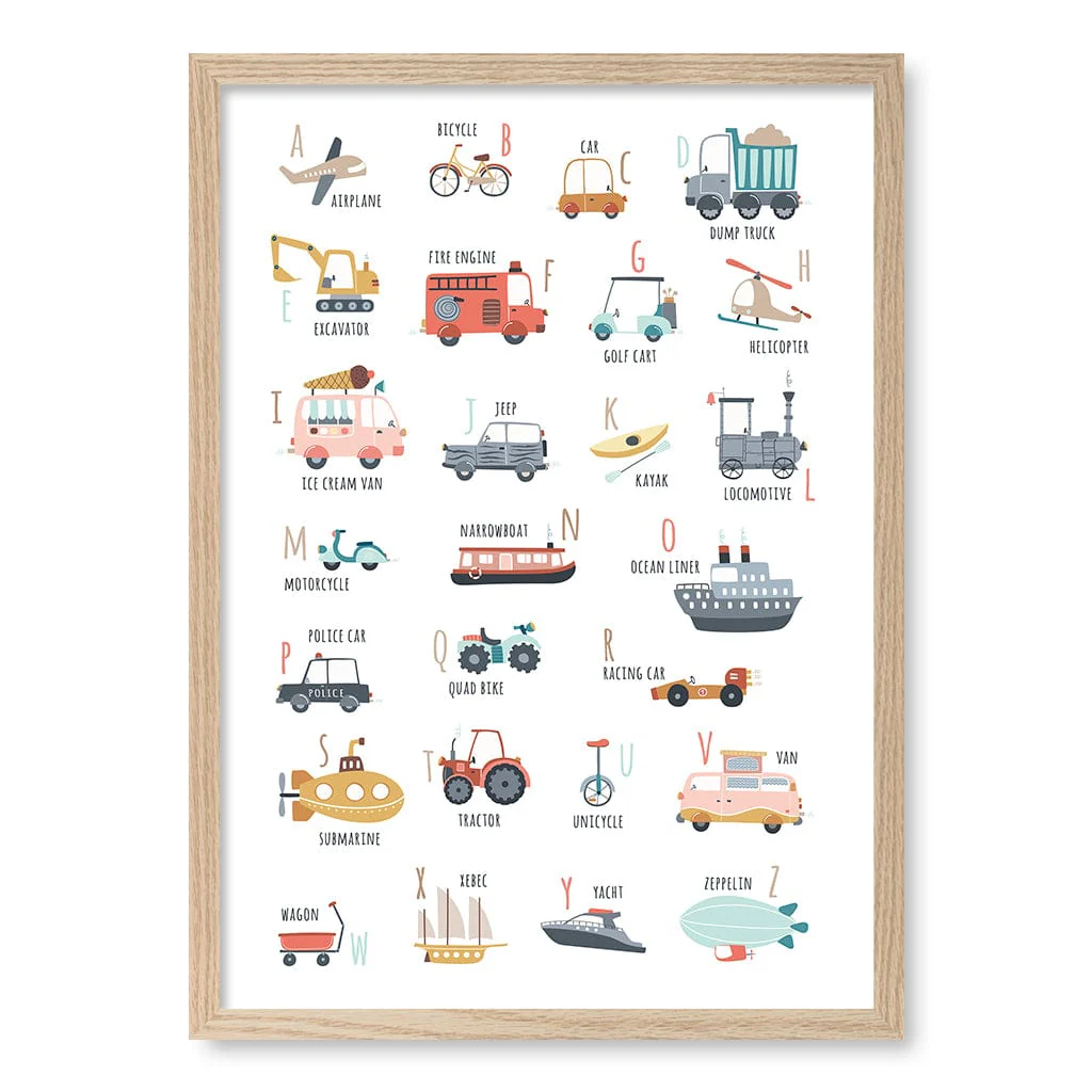 Alphabet Transport Educational Nursery Wall Art Print - Image 11