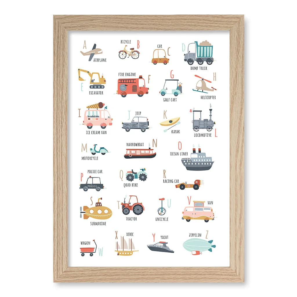 Alphabet Transport Educational Nursery Wall Art Print - Image 12