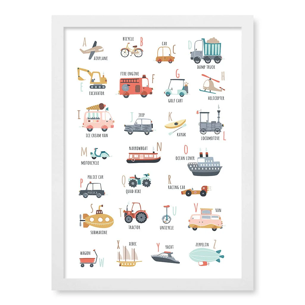 Alphabet Transport Educational Nursery Wall Art Print - Image 19