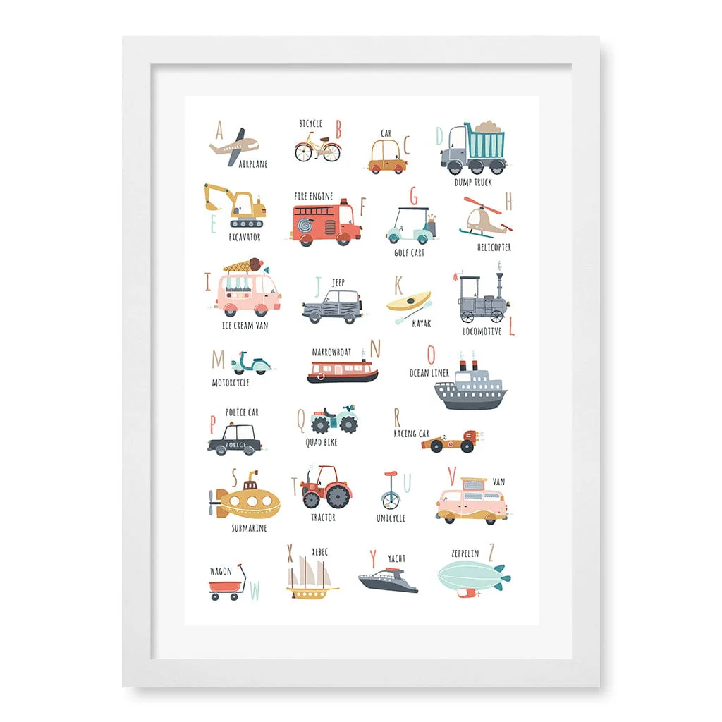 Alphabet Transport Educational Nursery Wall Art Print - Image 23