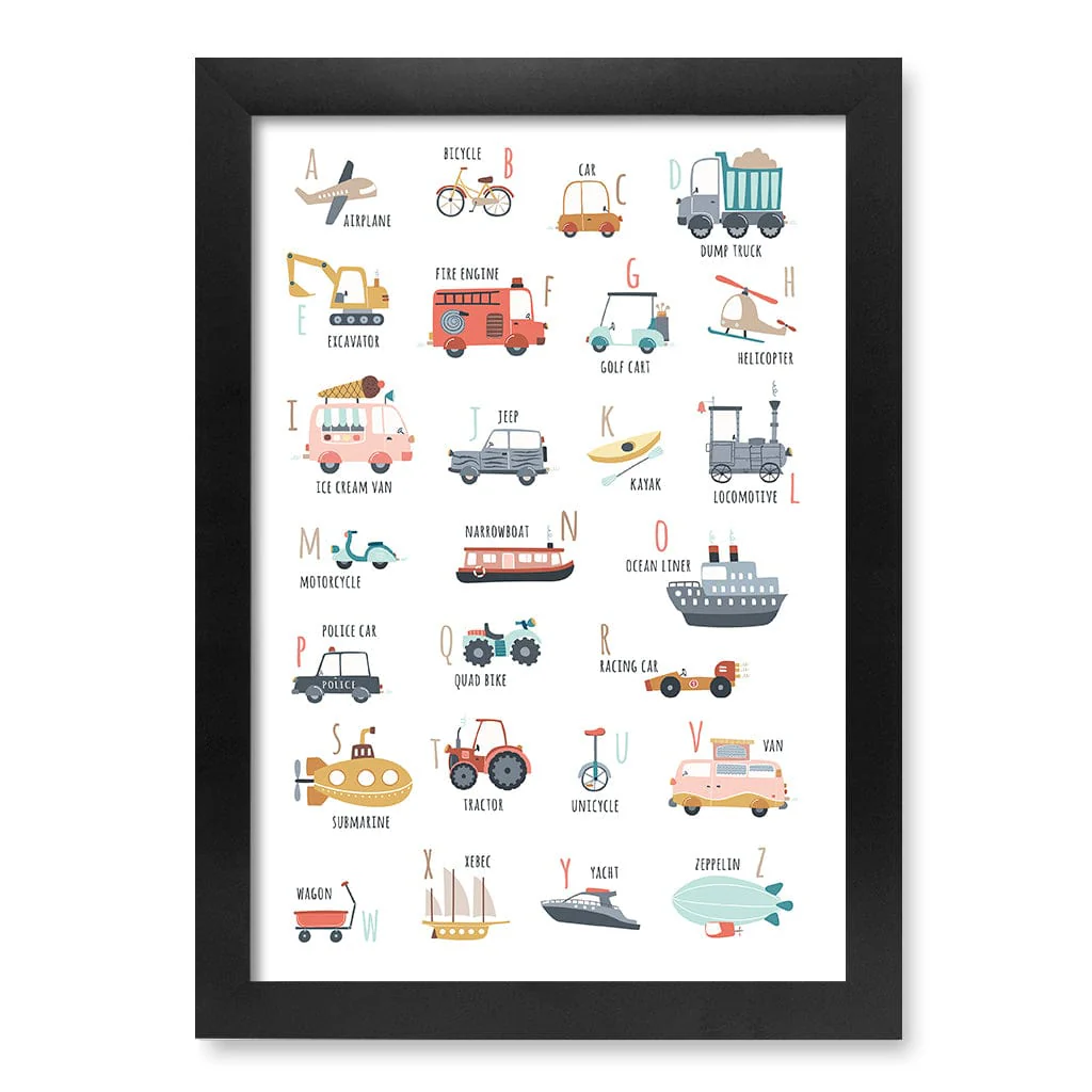 Alphabet Transport Educational Nursery Wall Art Print - Image 28
