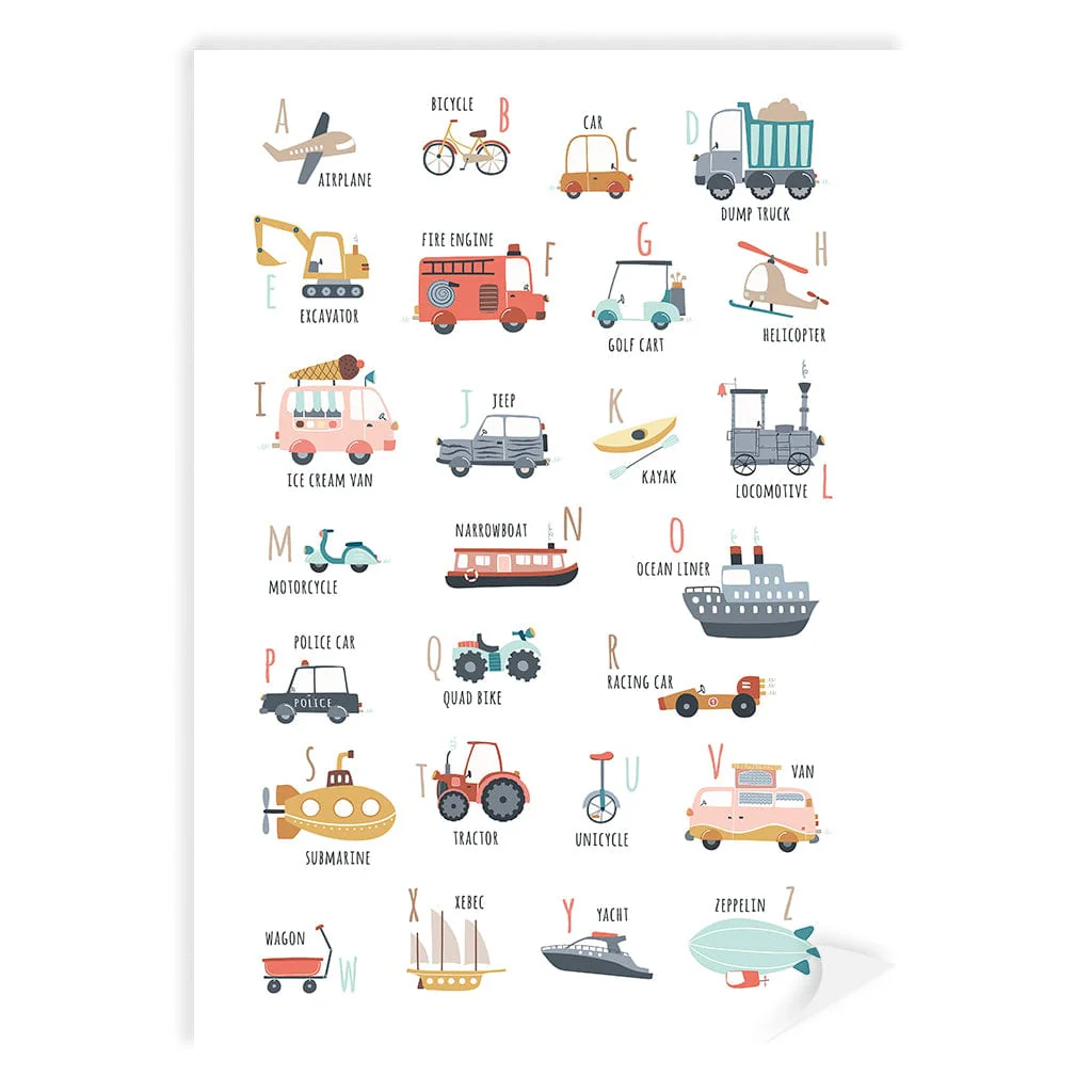 Alphabet Transport Educational Nursery Wall Art Print - Image 9