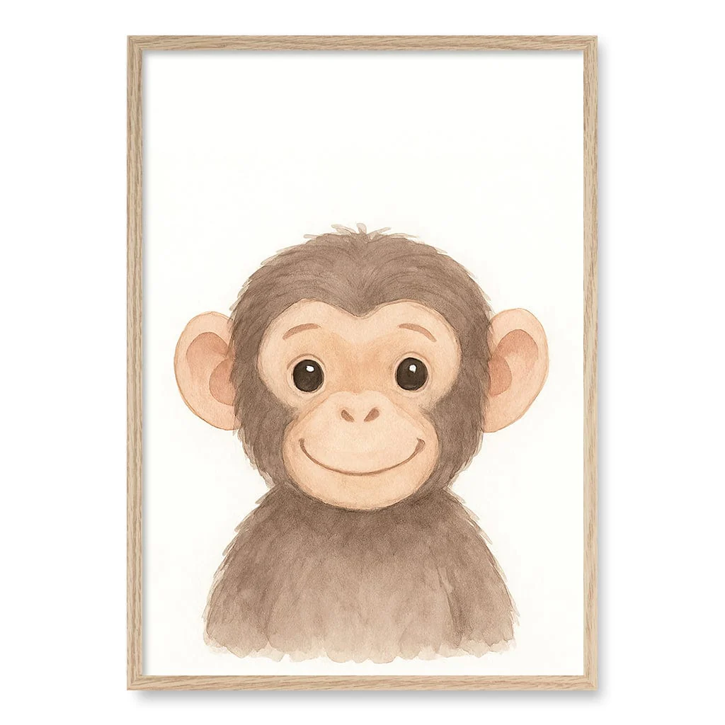 Animal Friends Chimpanzee Kids Wall Art Print - Image 10