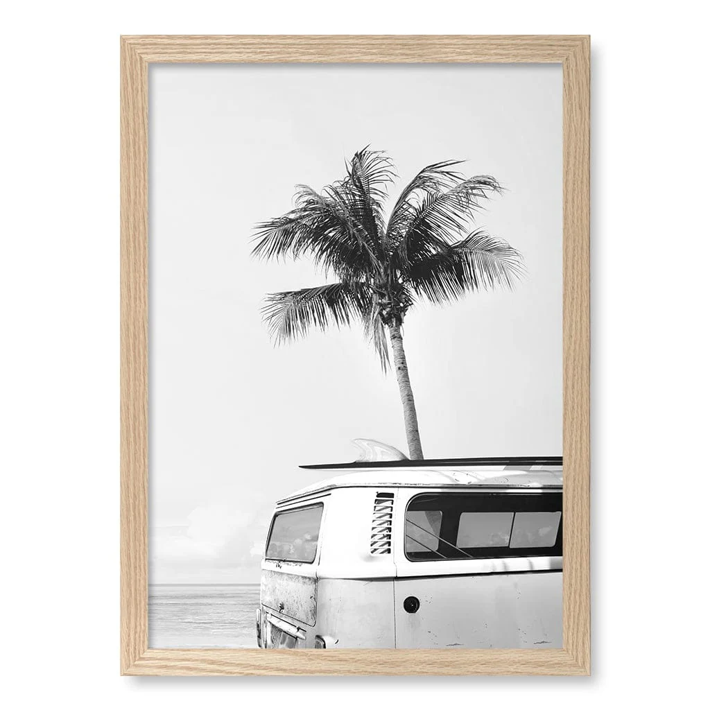 Beach Palm Kombi 1 B&W Wall Art Print - Image 24