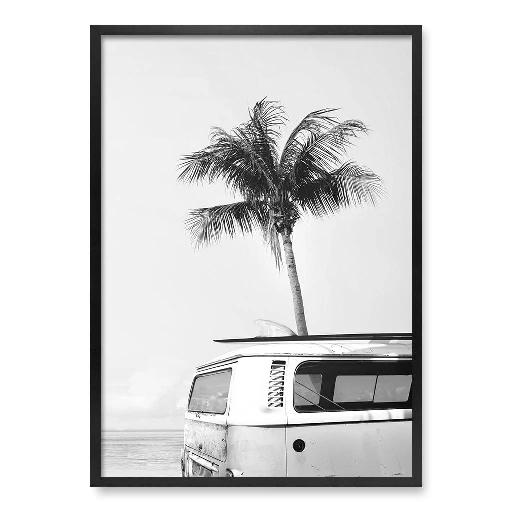 Beach Palm Kombi 1 B&W Wall Art Print - Image 30