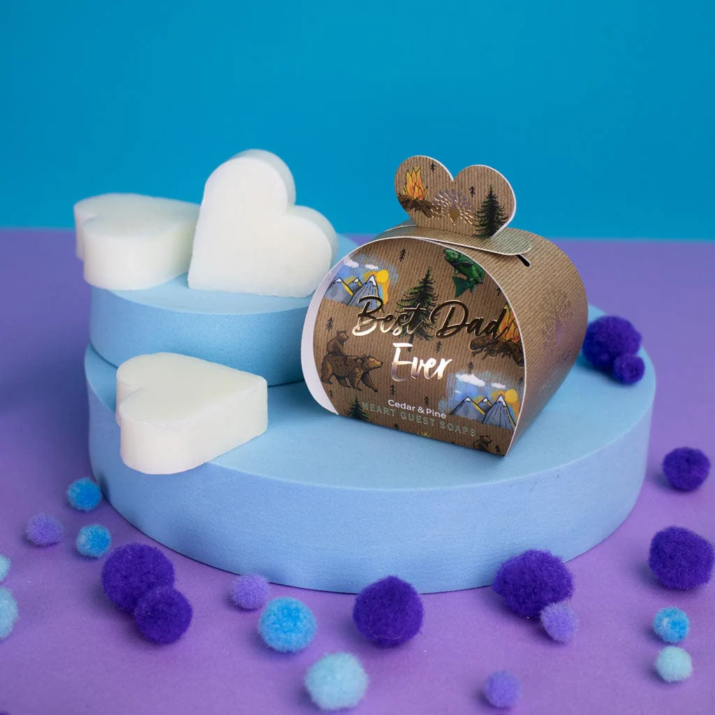 Best Dad Ever Mini Heart Gift Soaps – Cedar & Pine (3 x 20g) - Image 4