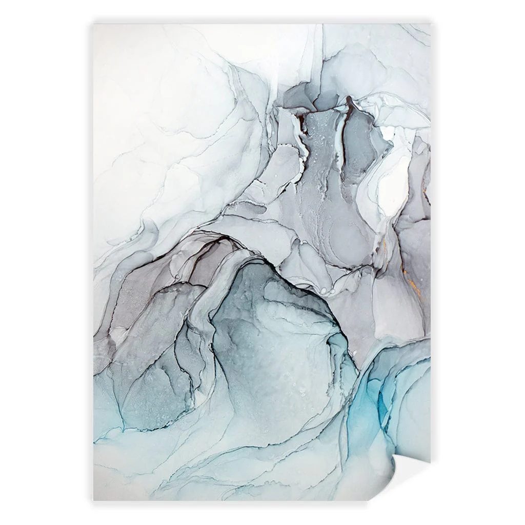 Blue Black Abstract Ink Part 1 Wall Art Print - Image 10