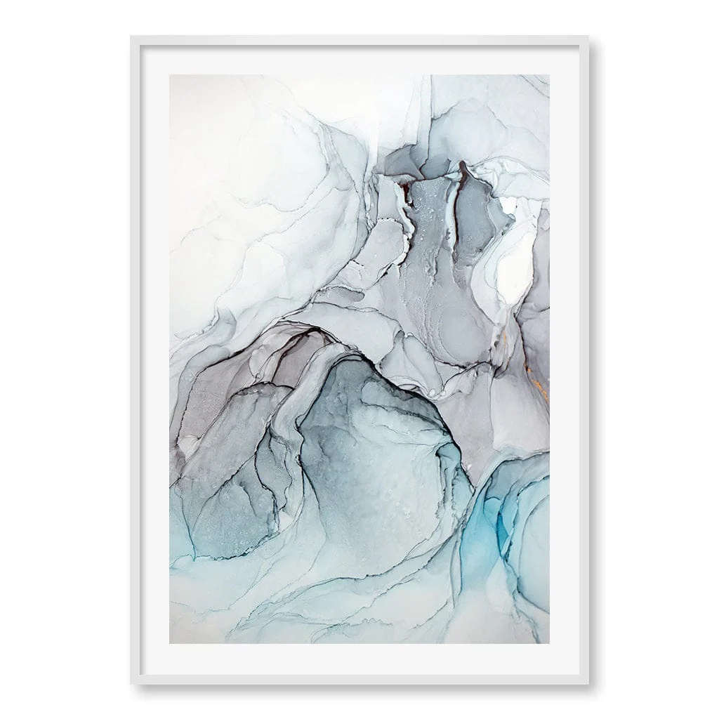 Blue Black Abstract Ink Part 1 Wall Art Print - Image 11