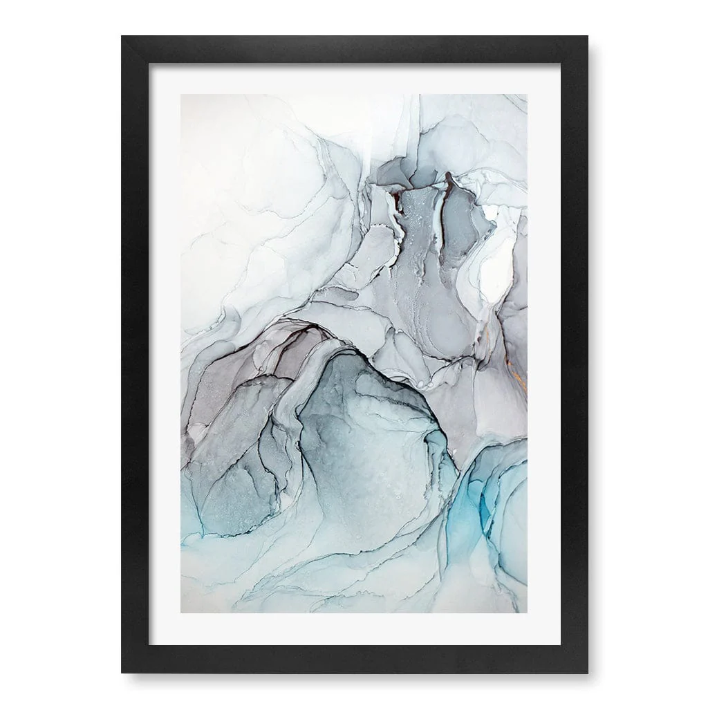 Blue Black Abstract Ink Part 1 Wall Art Print - Image 33