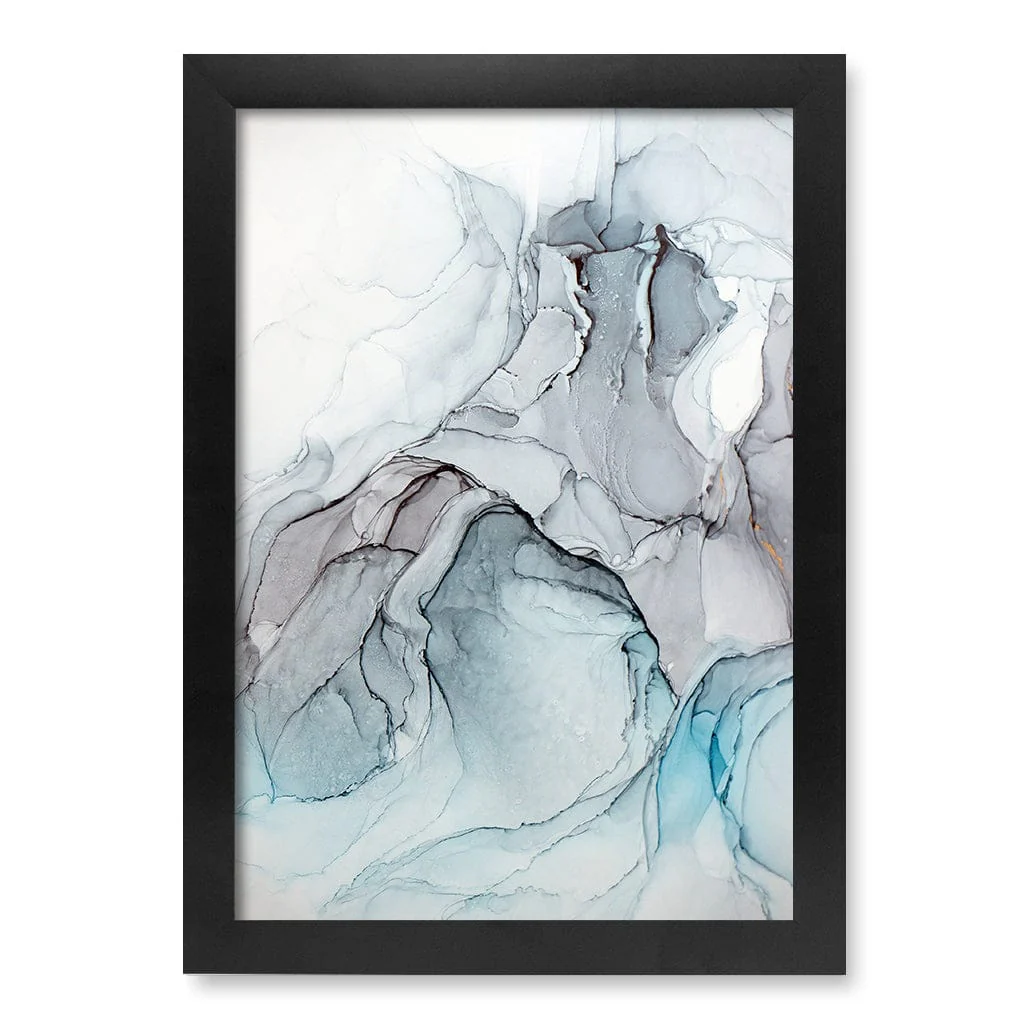 Blue Black Abstract Ink Part 1 Wall Art Print - Image 39