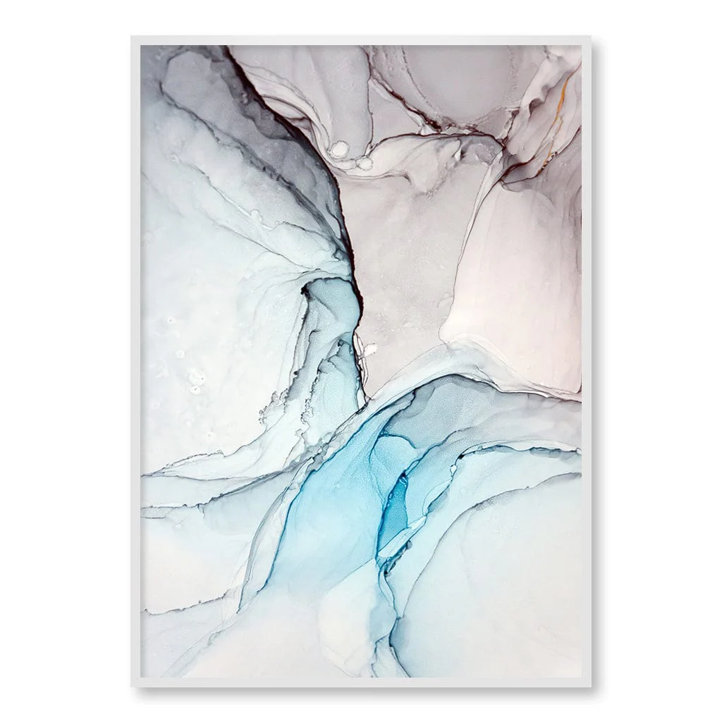 Blue Black Abstract Ink Part 2 Wall Art Print - Image 16