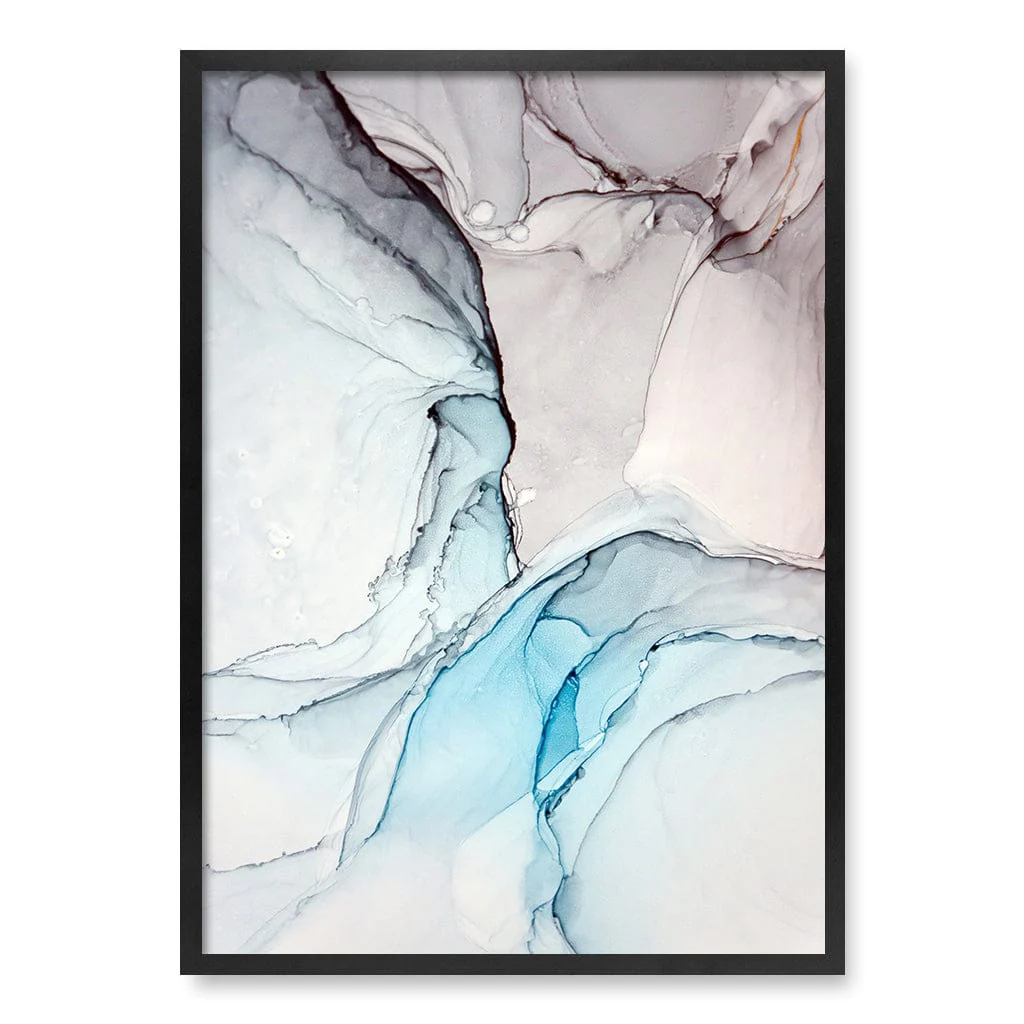 Blue Black Abstract Ink Part 2 Wall Art Print - Image 36