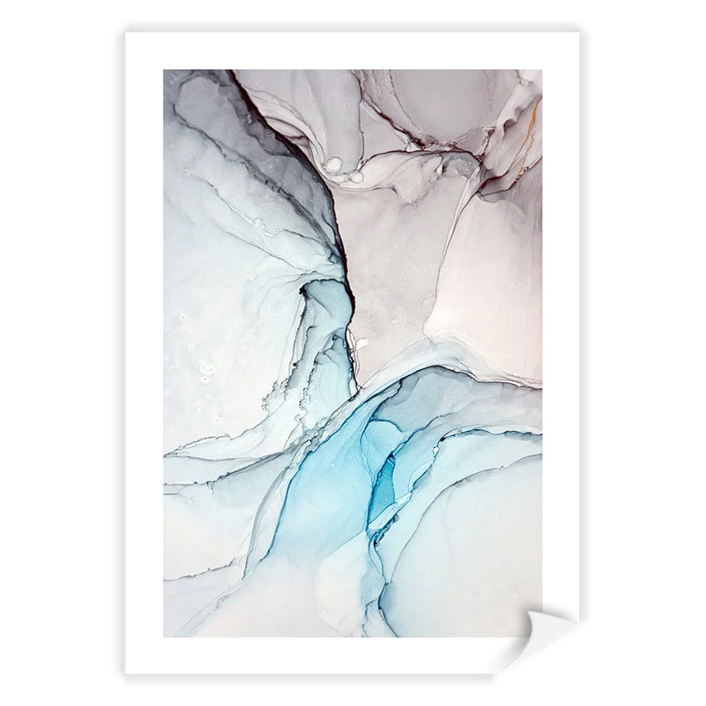 Blue Black Abstract Ink Part 2 Wall Art Print - Image 9