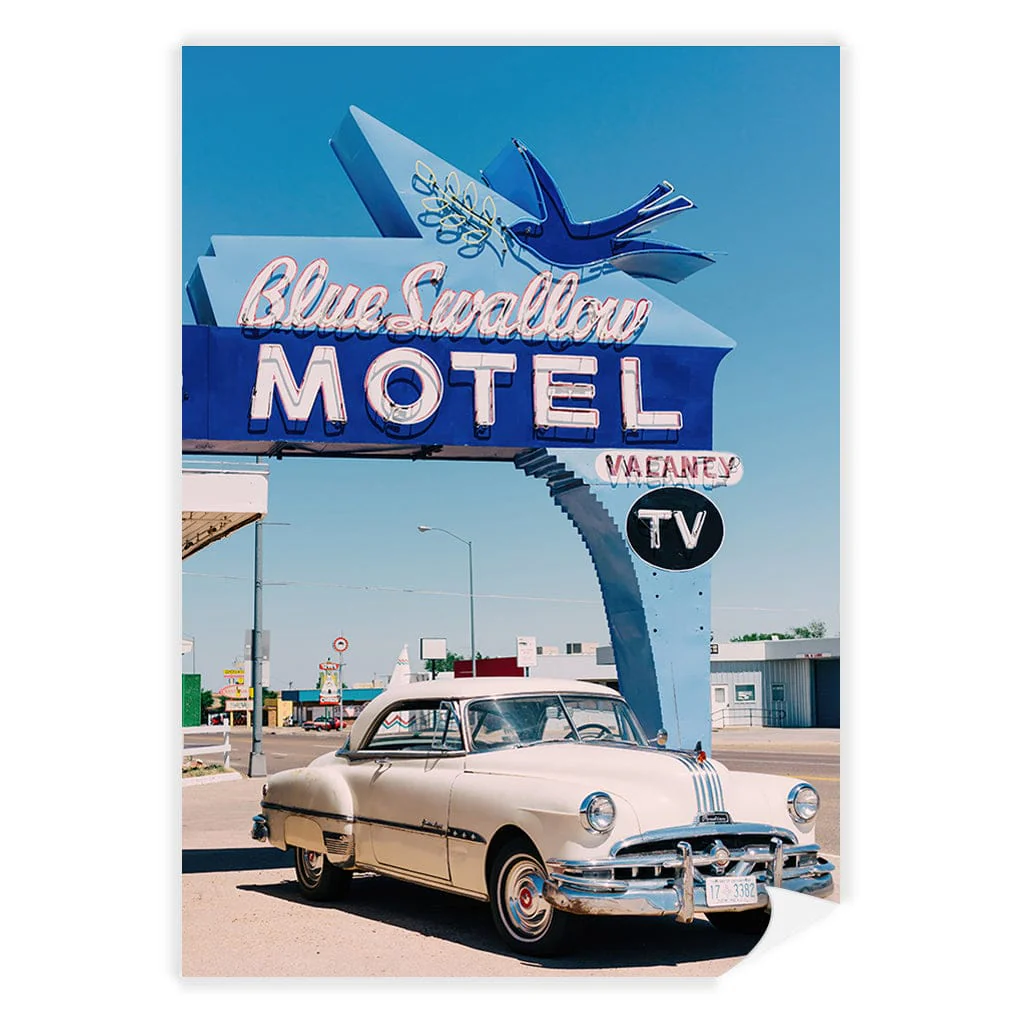 Blue Swallow Motel Retro Art Print by Bethany Young - Image 15