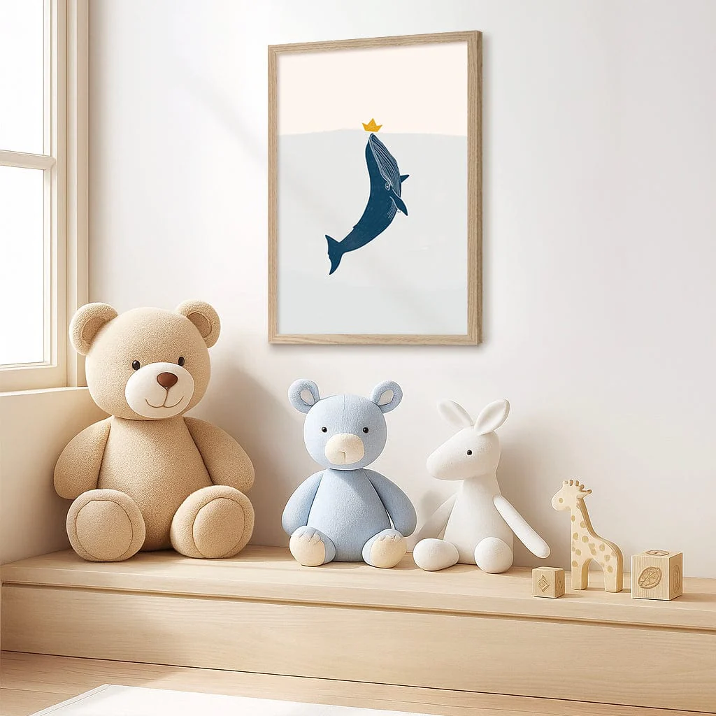 Blue Whale Sailing Boat Wall Art Print - Image 2