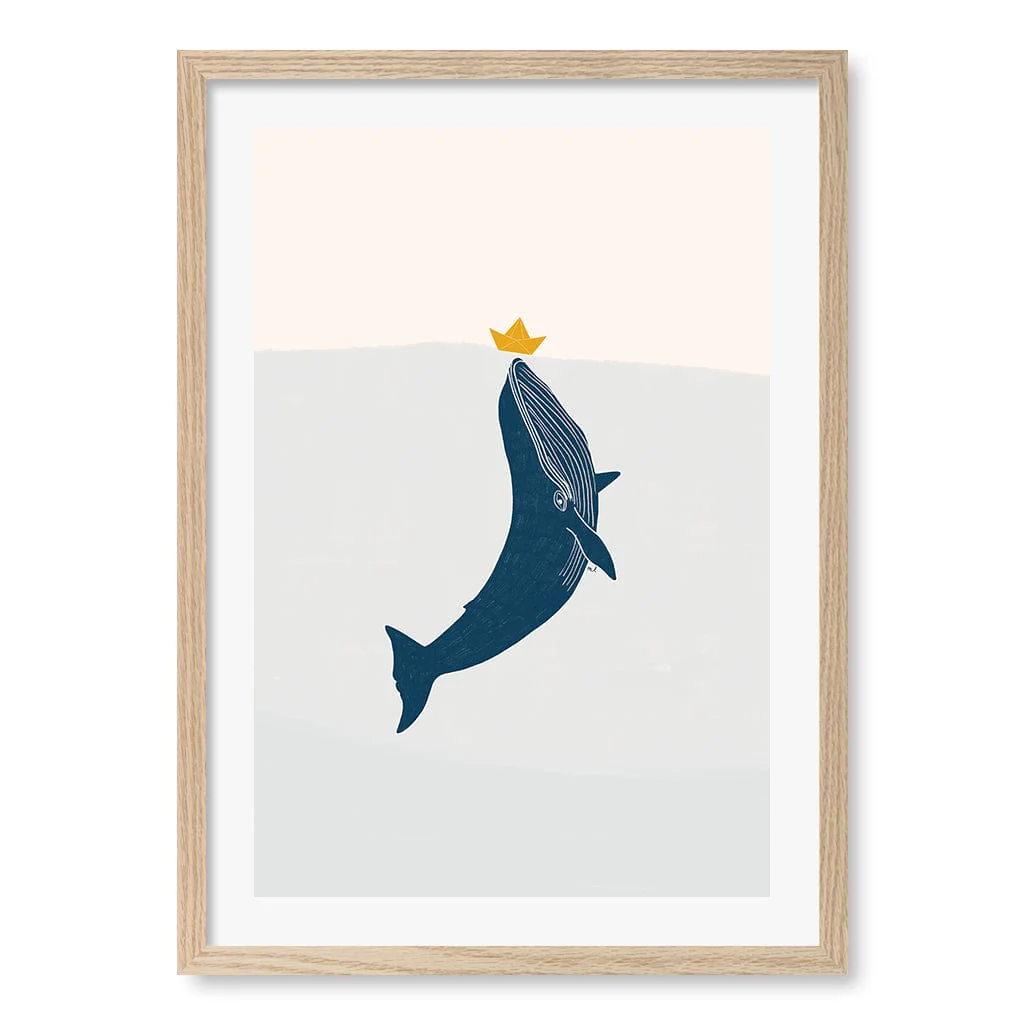 Blue Whale Sailing Boat Wall Art Print - Image 23
