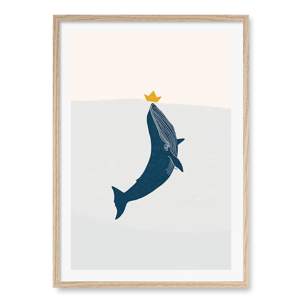 Blue Whale Sailing Boat Wall Art Print - Image 29