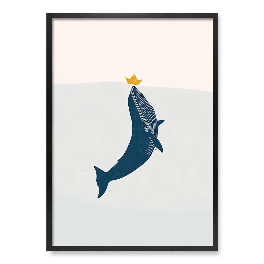 Blue Whale Sailing Boat Wall Art Print - Image 32