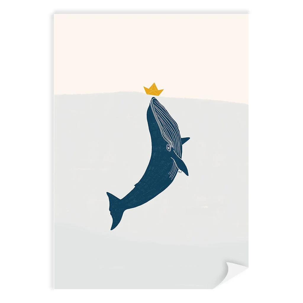 Blue Whale Sailing Boat Wall Art Print - Image 9