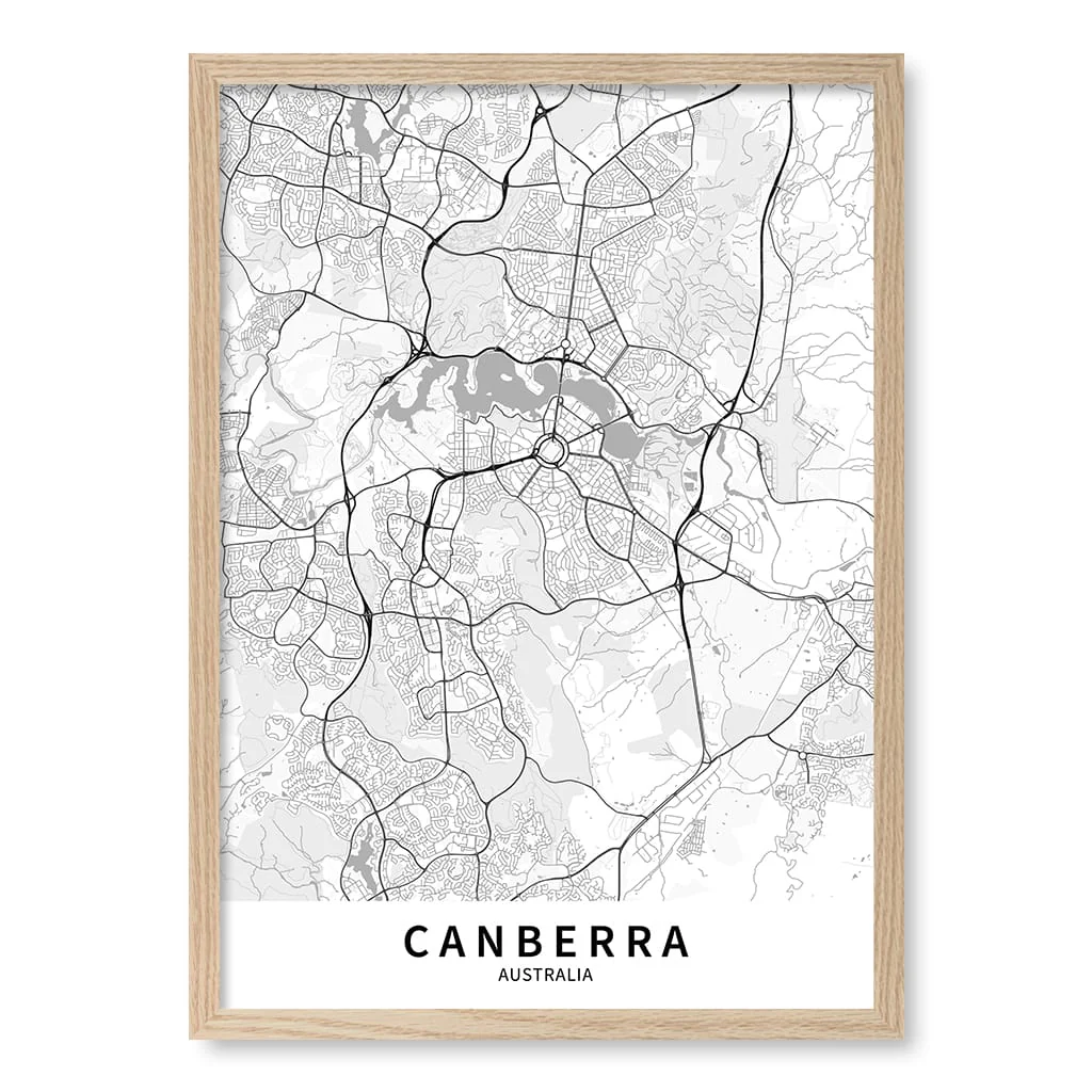 Canberra City Map Print - Canberra Map Wall Art