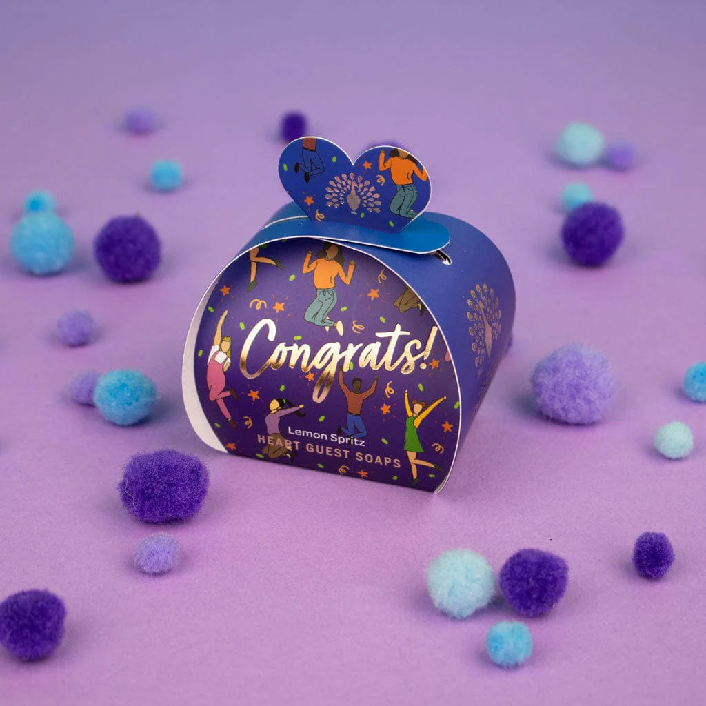 Congrats Mini Heart Gift Soaps – Lemon Spritz (3 x 20g) - Image 3