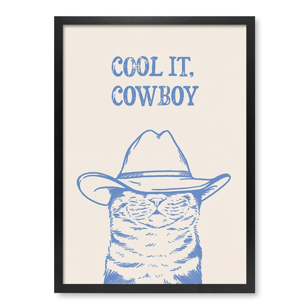 Cool It Cowboy Blue Cat Art Print by Tara Royle - Image 13