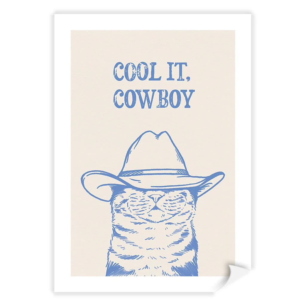 Cool It Cowboy Blue Cat Art Print by Tara Royle - Image 14