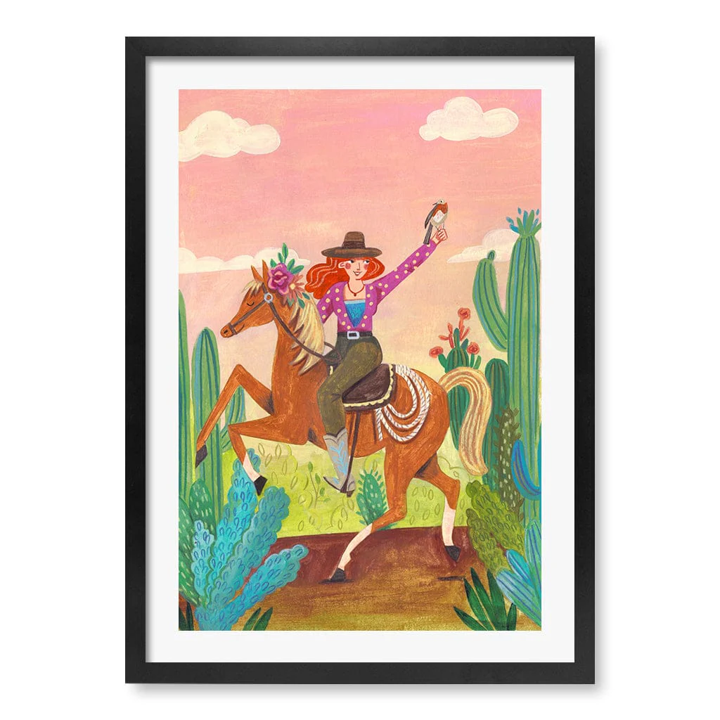 Cowgirl On Horse Art Print by Caroline Bonne Muller - Image 12