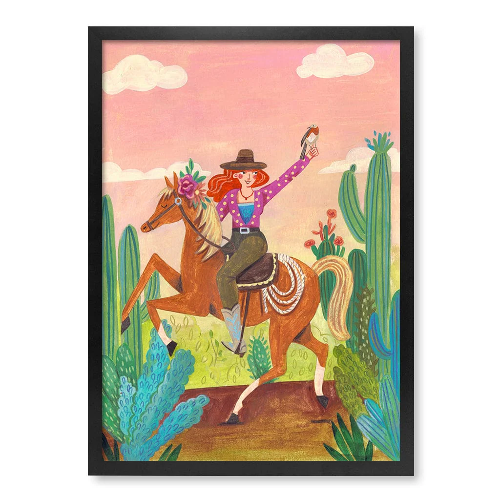 Cowgirl On Horse Art Print by Caroline Bonne Muller - Image 13