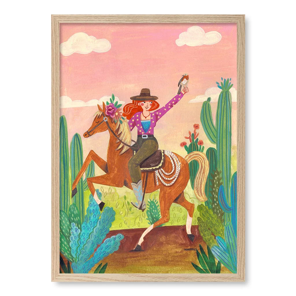 Cowgirl On Horse Art Print by Caroline Bonne Muller - Image 9