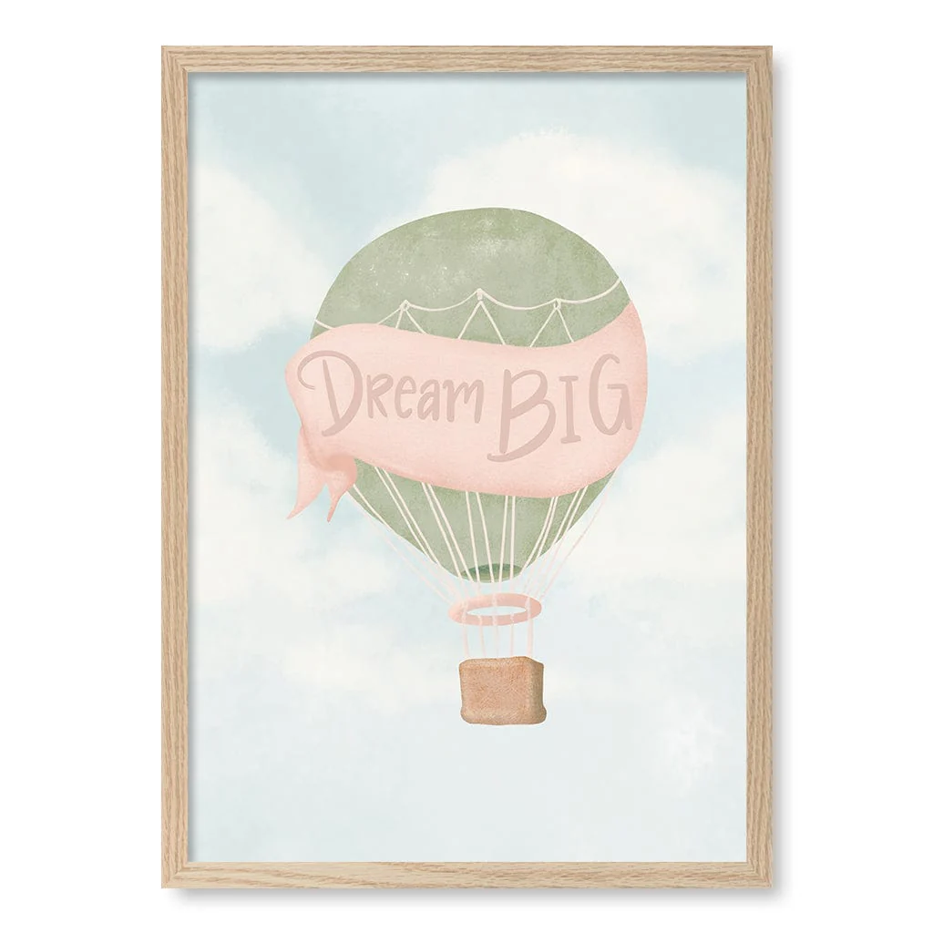 Dream Big Hot Air Balloon Kids Wall Art Print - Image 24