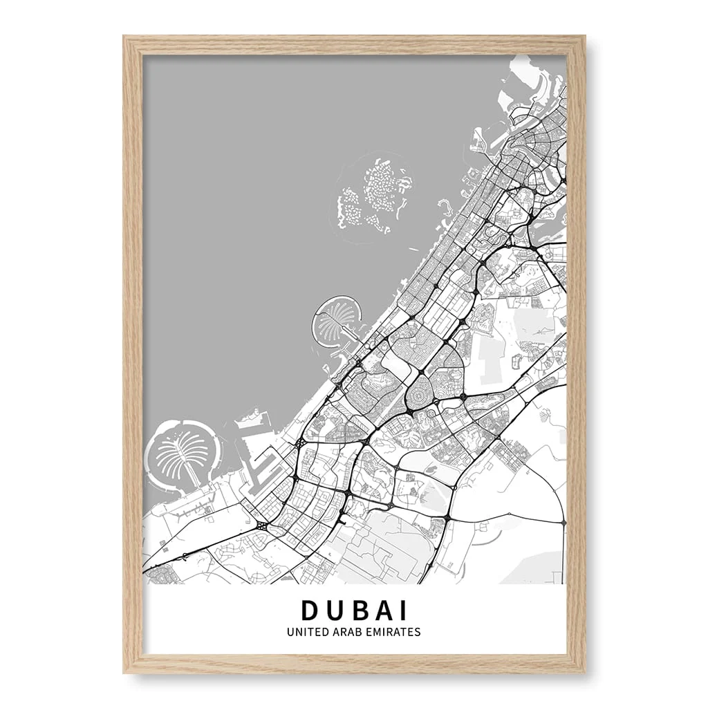 Dubai City Map Print - Dubai Map Wall Art