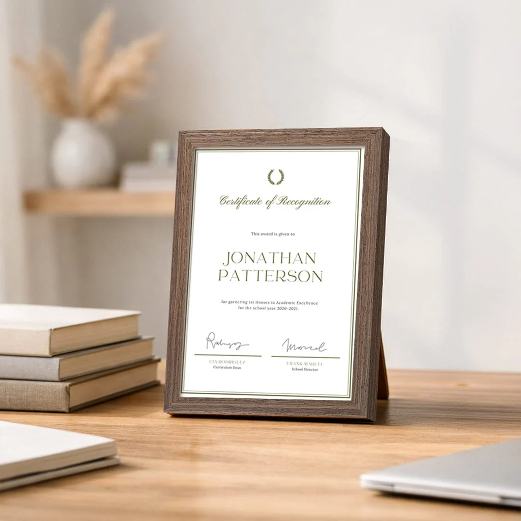 Elegant Chestnut Brown Timber A4 Picture Frame - Image 5