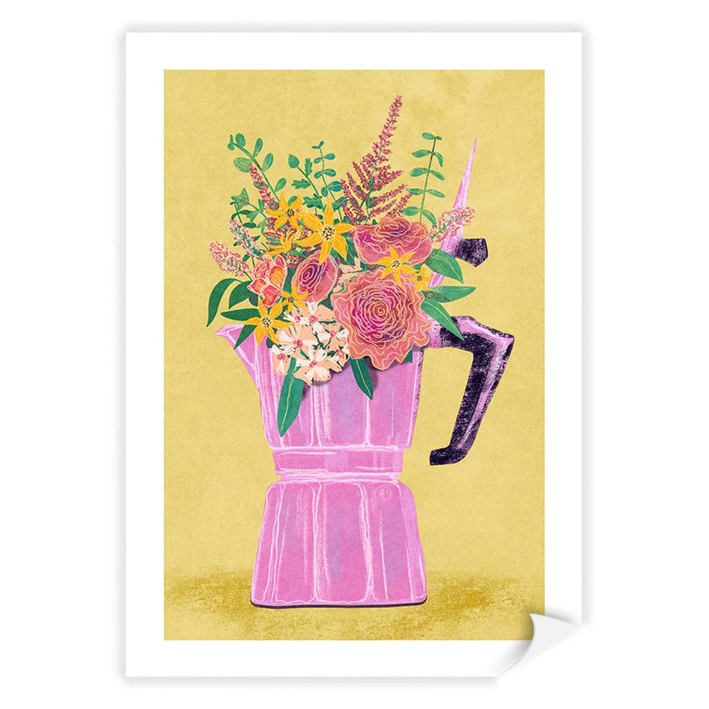 Espresso Maker With Flowers Modern Wall Art Print - Image 13