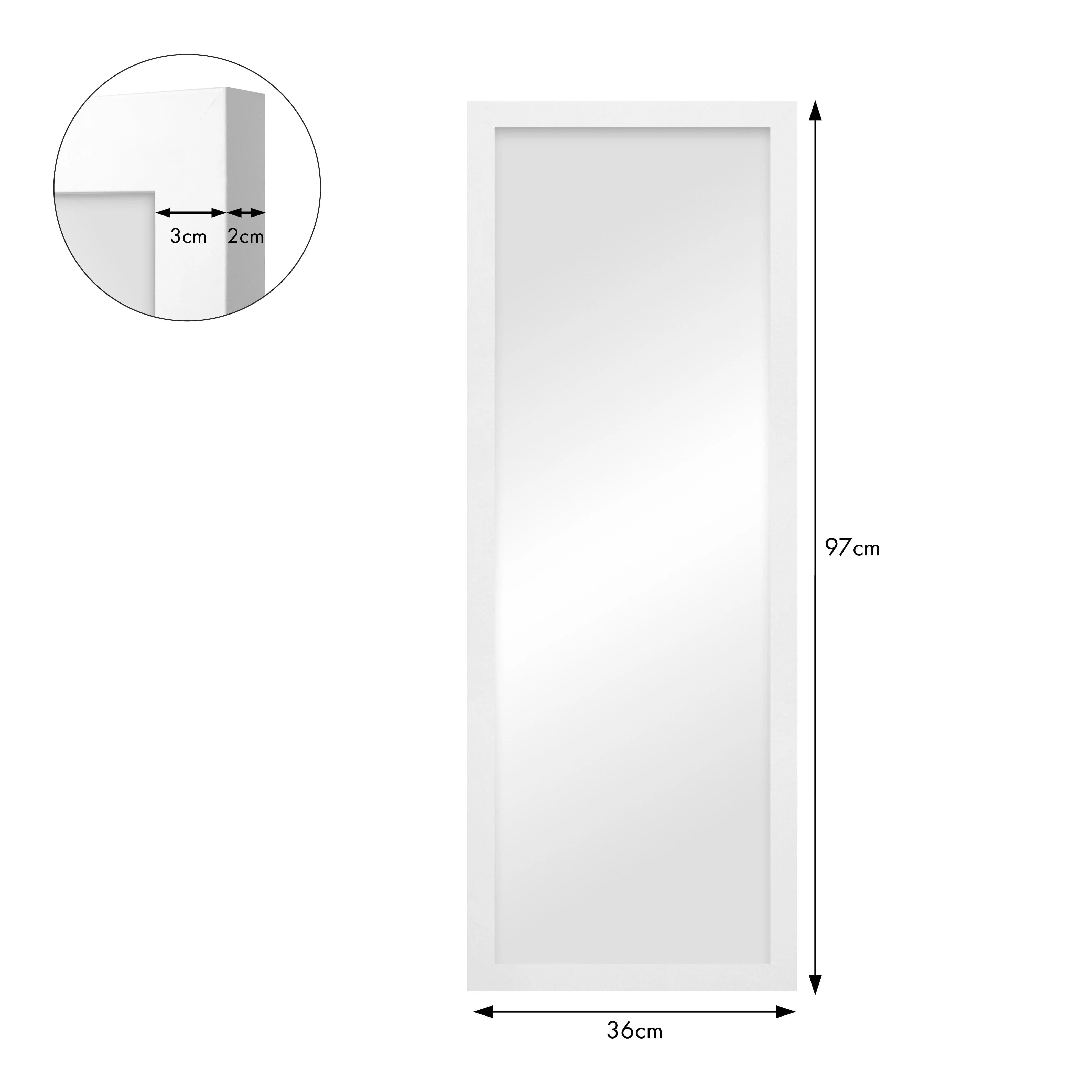 Classic White Framed Mirror – 12x36 Inch Slim Wall Mirror - Image 3
