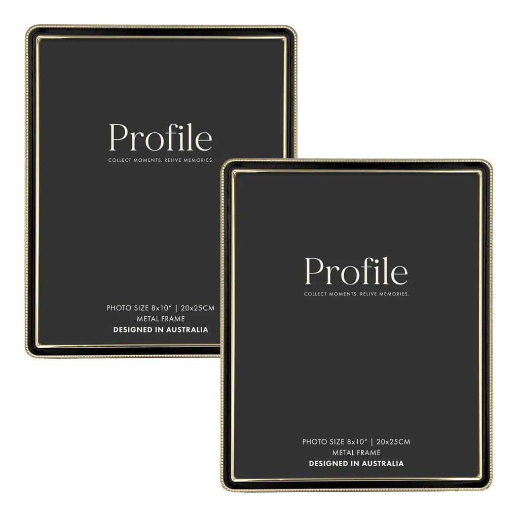Heirloom Black-Gold Beaded Metal Photo Frame Bundle – 8x10in (2 Pack)
