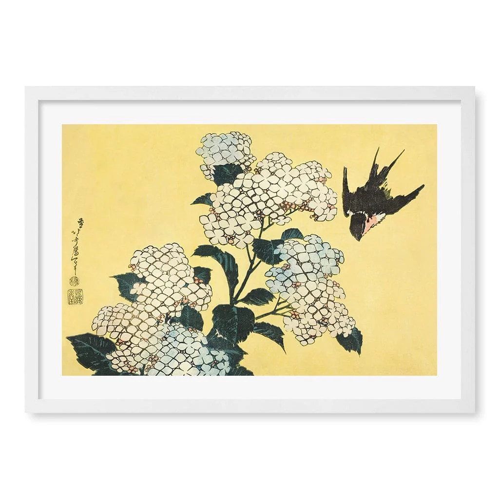 The Hydrangeas and Swallow - Hokusai Art Print - Image 13