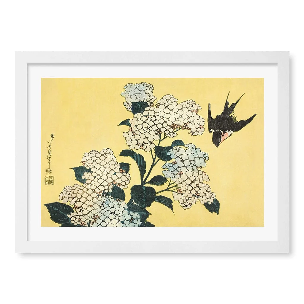 The Hydrangeas and Swallow - Hokusai Art Print - Image 14