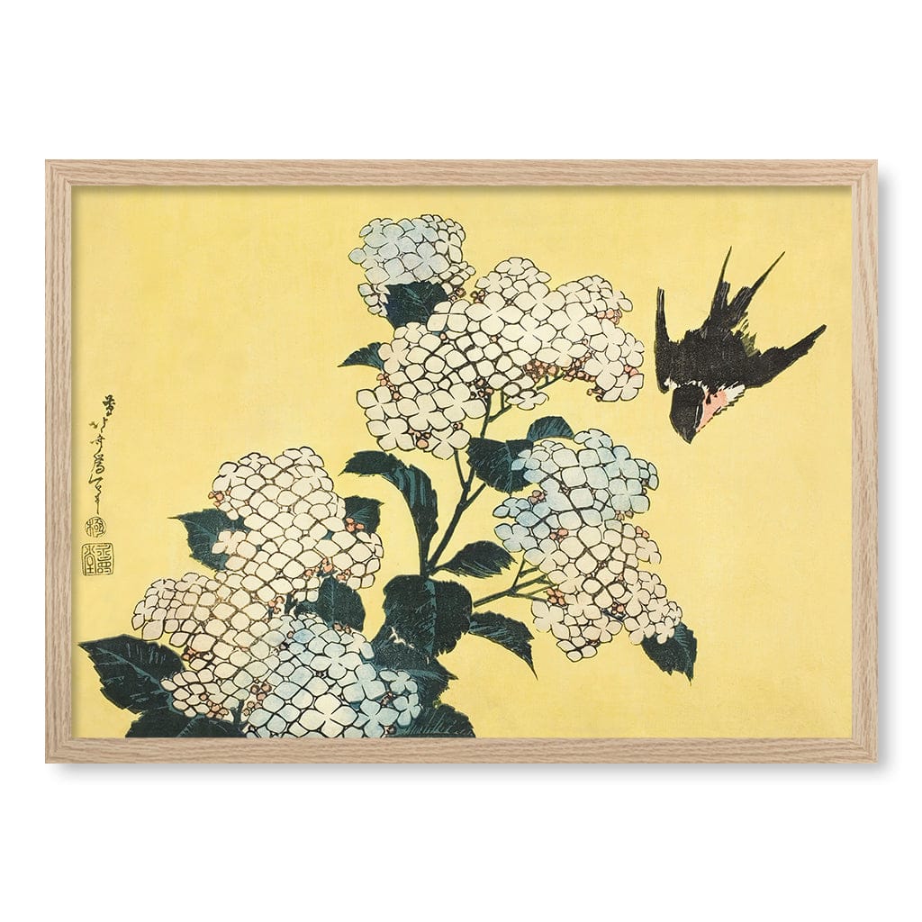 The Hydrangeas and Swallow - Hokusai Art Print - Image 27