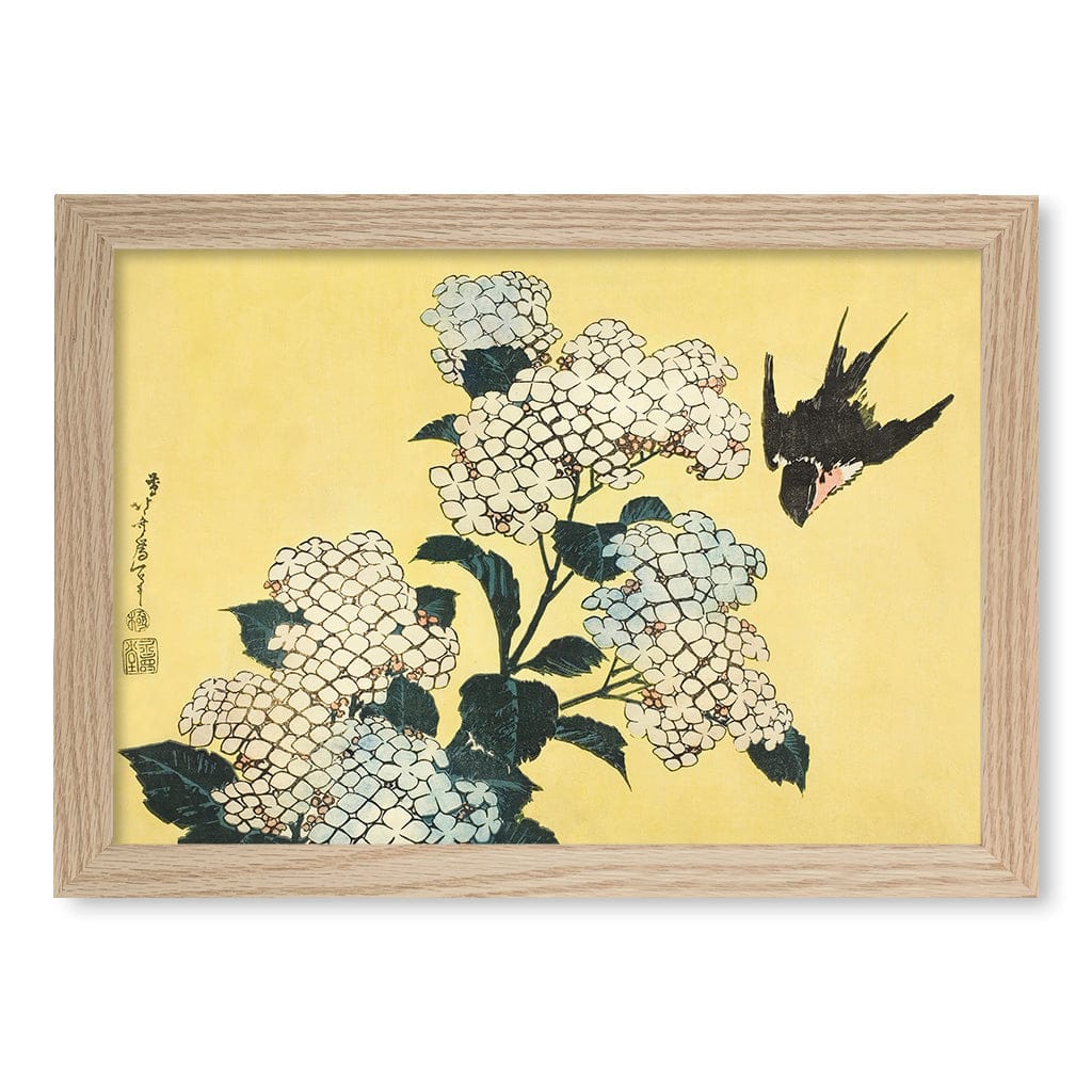 The Hydrangeas and Swallow - Hokusai Art Print - Image 29