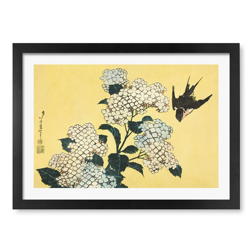 The Hydrangeas and Swallow - Hokusai Art Print - Image 33