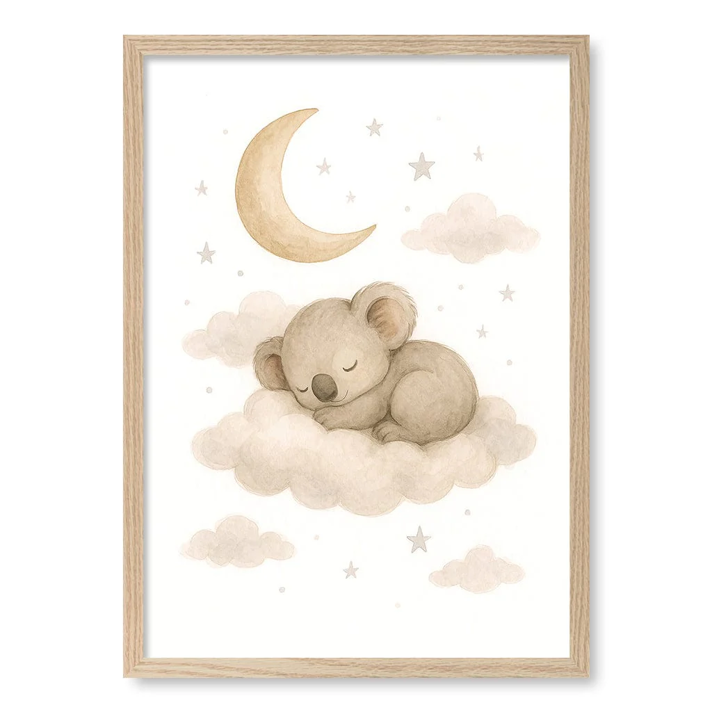 Baby Koala Sleeping Cloud Nursery Wall Art Print - Image 24