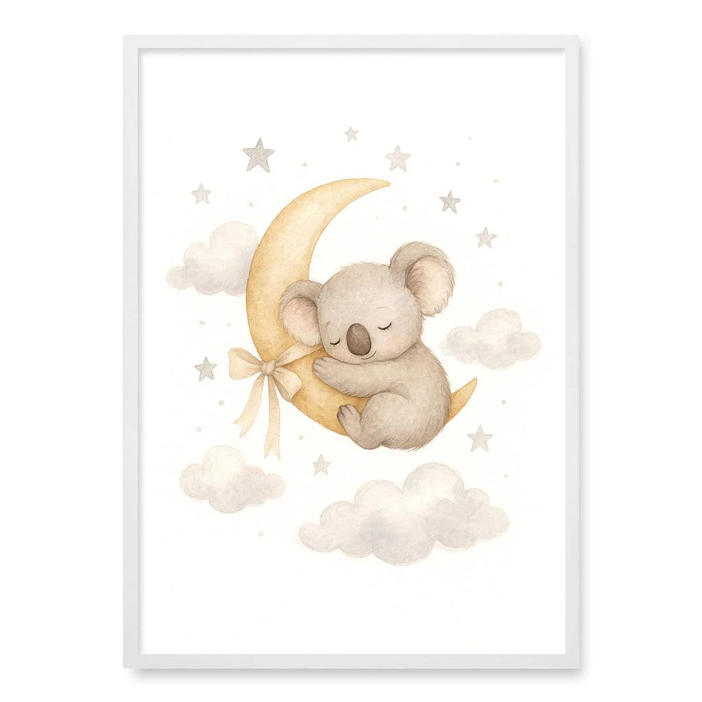 Baby Koala Sleeping Moon Nursery Wall Art Print - Image 28