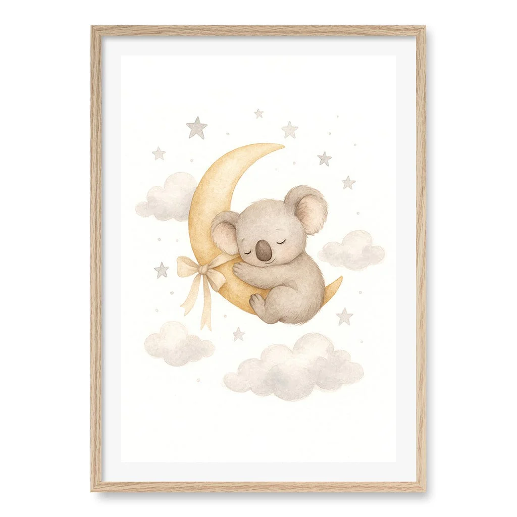 Baby Koala Sleeping Moon Nursery Wall Art Print - Image 29