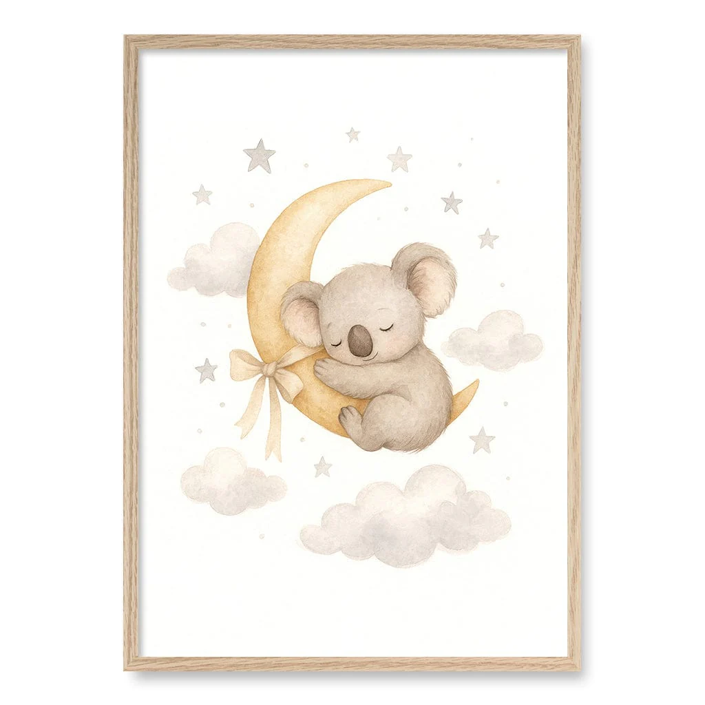 Baby Koala Sleeping Moon Nursery Wall Art Print - Image 30