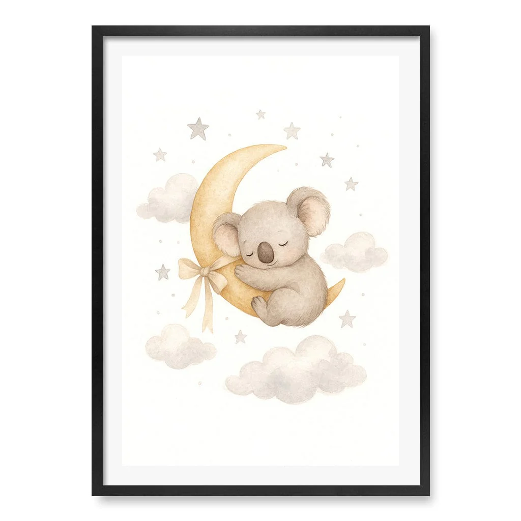 Baby Koala Sleeping Moon Nursery Wall Art Print - Image 31