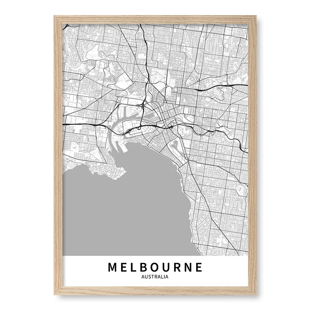 Melbourne City Map Print - Melbourne Map Wall Art