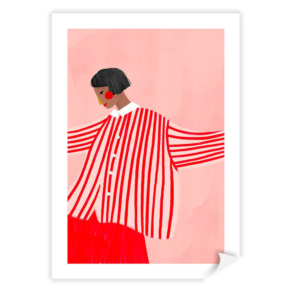 Woman In Red Stripes Modern Wall Art Print by Bea Muller - Image 14