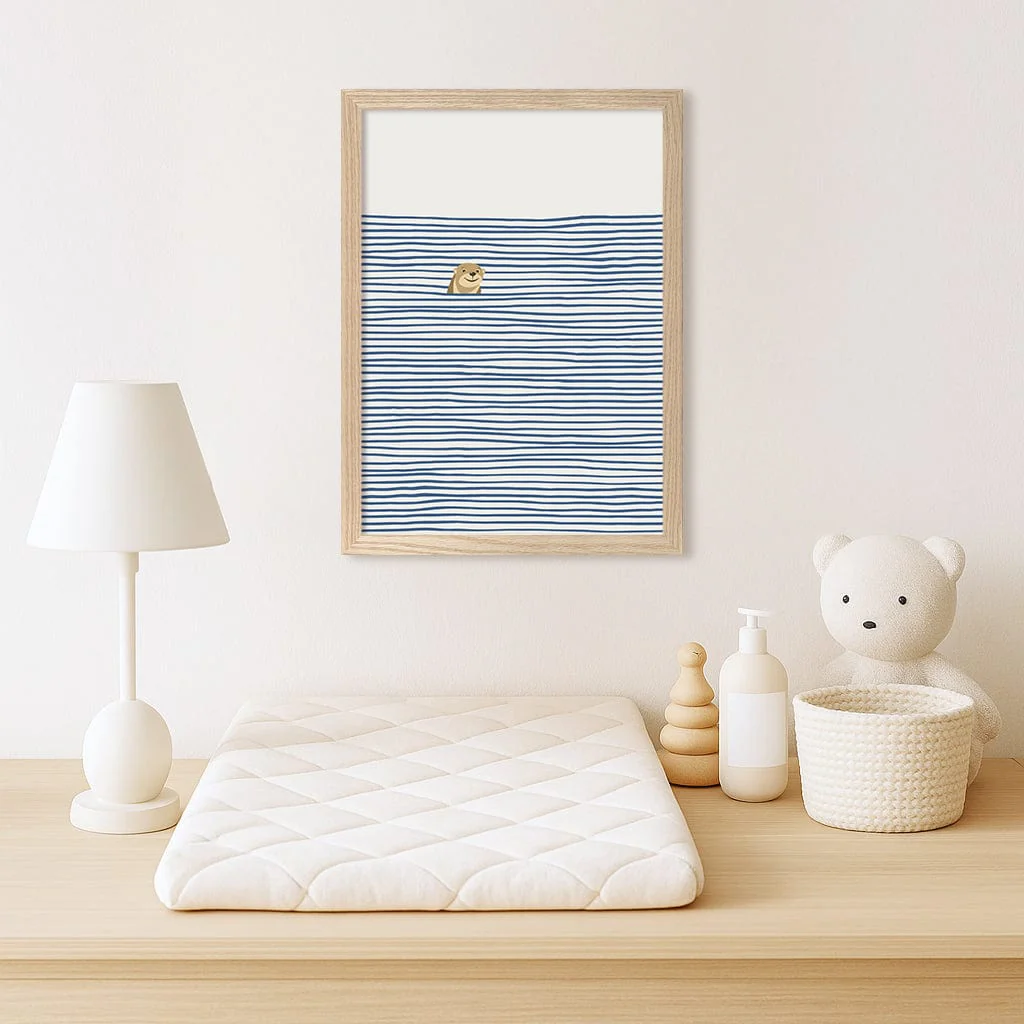 Otter In The Waves Kids Wall Art Print - Image 2
