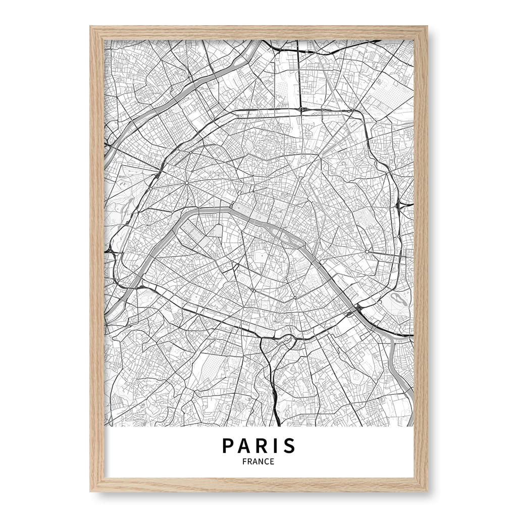 Paris City Map Print - Paris Map Wall Art